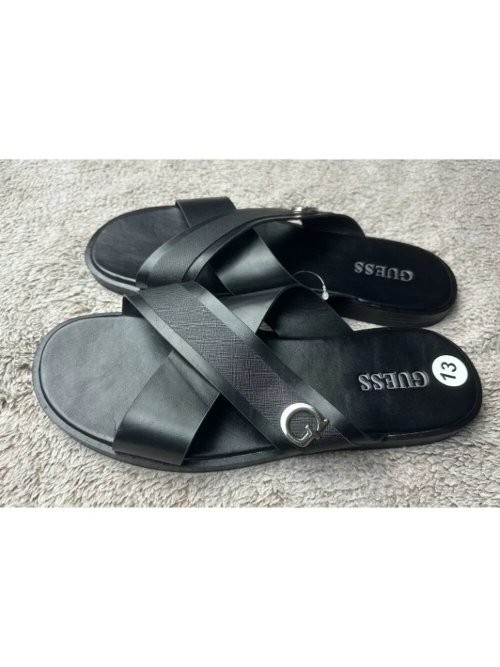 Guess Mens Size 13 Sandals Slides Slip On Shoes Black New
